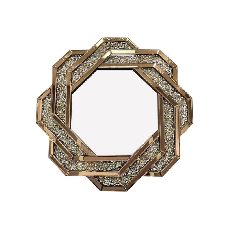Diamond-encrusted light luxury bathroom mirror glass splicing vanity mirror entrance decorative wall-mounted art m
