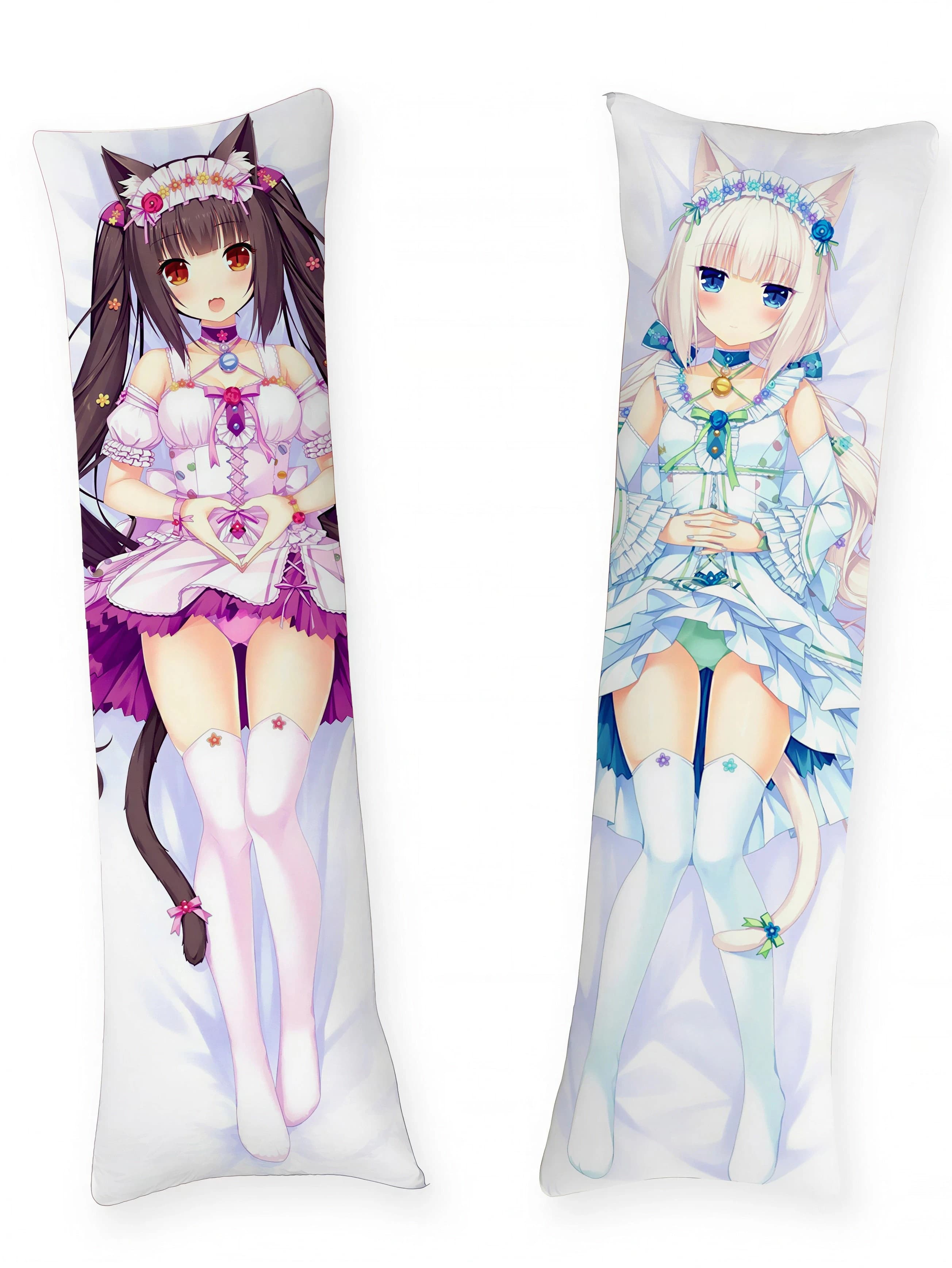 Fodera per cuscino Dakimakura NEKOPARA Chocola & Vanilla, Federa per cuscino a corpo intero Anime Cat Girl