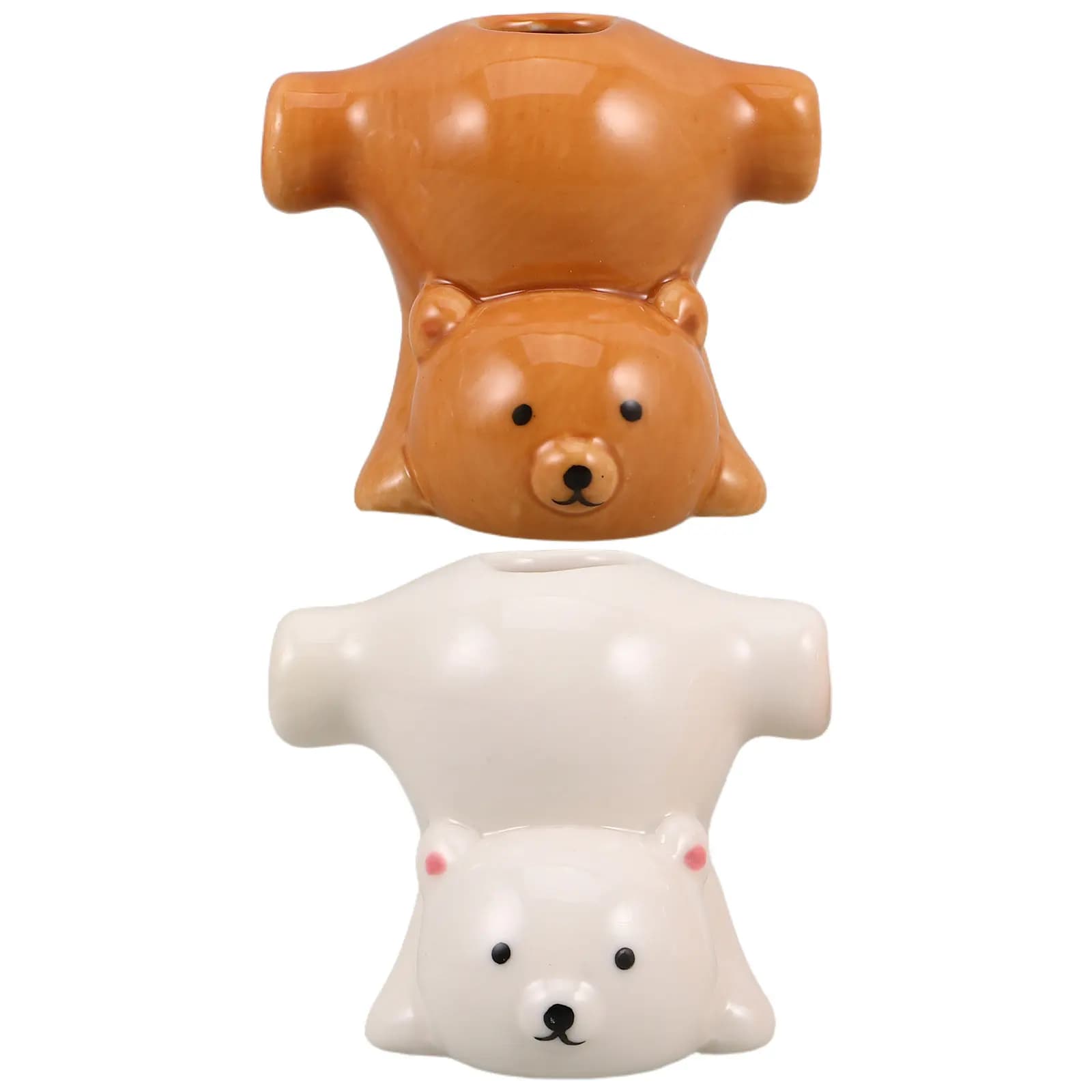 2 Pezzi Portaspazzolino a Forma di Animale Cartone Animato per Bambini, Organizzatore da Bagno, Supporto per Spazzolino Carino, Contenitore per Stuzzicadenti, Orsetto Carino