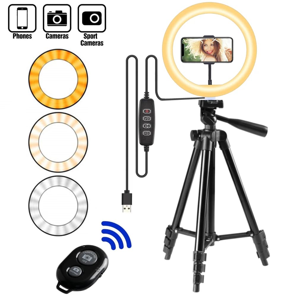 Lampada ad anello per selfie Lampada ad anello a LED Selfie con anello per treppiede per selfie Telefono Video Fotografia Illuminazione per supporto per telefono Youtube
