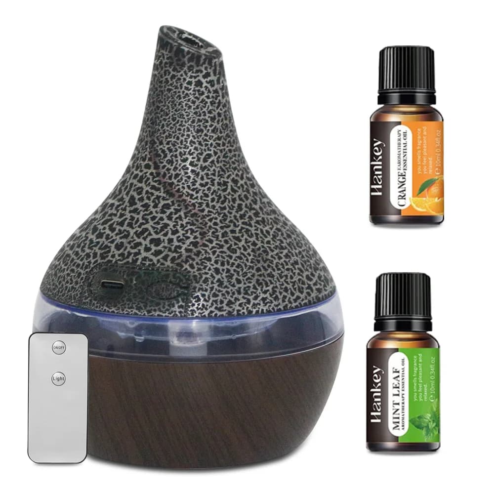 Diffusore di aromaterapia USB da 300 ml, umidificatore ultra silenzioso, luci LED a 7 colori, telecomando con 2 oli essenziali per casa e ufficio