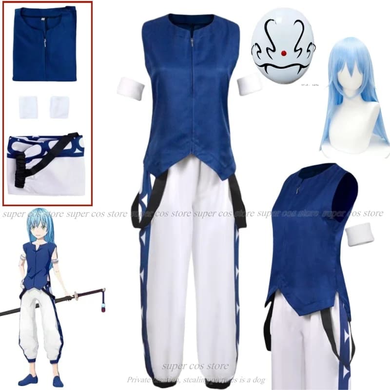 Rimuru Tempest That Time I Got Reincarnated As A Slime Stagione 2 Parrucca del costume cosplay Anime Camicia blu Pantaloni Puntelli per capelli uniformi