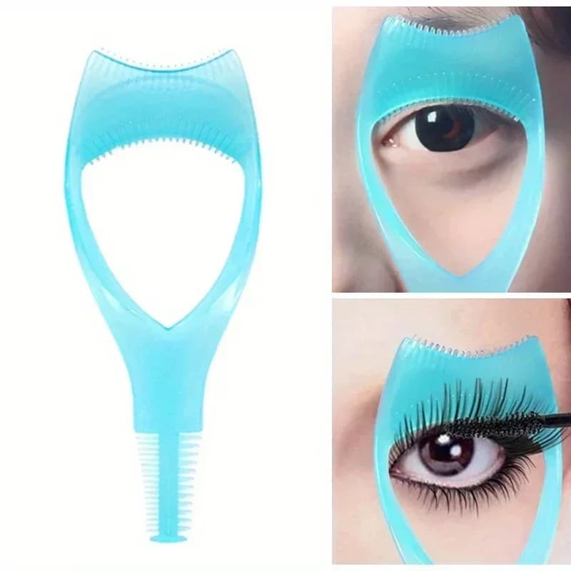 Applicatore Mascara 3 in 1 per Esterni con Protezione per Piegaciglia e Custodia, Porta Eyeliner, Ausilio per Ciglia, Strumento per Disegno Sopracciglia