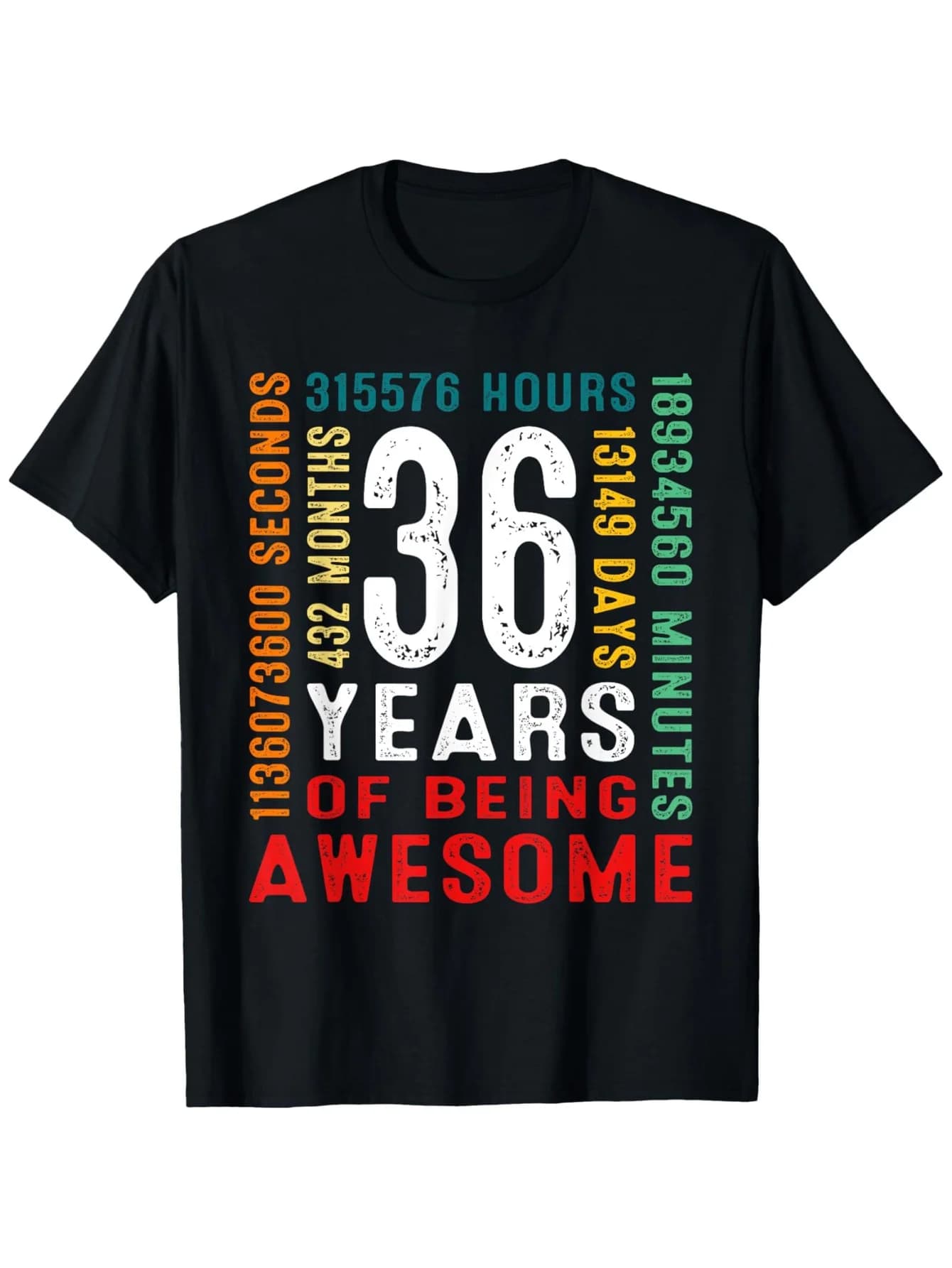 Vintage t-shirt for the 36th birthday - 100% cotton, print "432 months", birthday gift S-XXXL