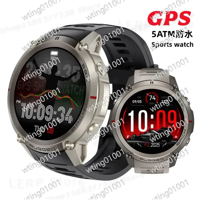 for DM59 Smart Watch with Bluetooth Call 5ATM Waterproof GPS Tracking Sports Timepiece Offline Map Heart Rate Monitor