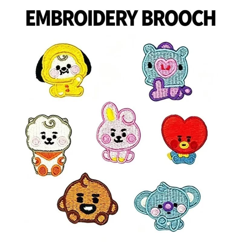 Spille Ricamate BT21 Cute Baby, Distintivi Personalizzati a Cartone Animato per Borse e Vestiti, Accessori BTS