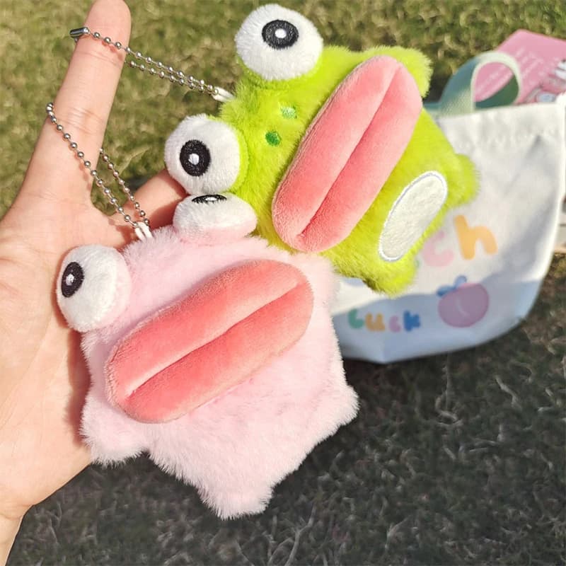 Portachiavi con Rana a Forma di Salsiccia, Ciondolo in Peluche Cartone Animato, Portachiavi per Coppie, Charm per Zaino, Decorazione per Auto e Borsa, Regalo di Natale