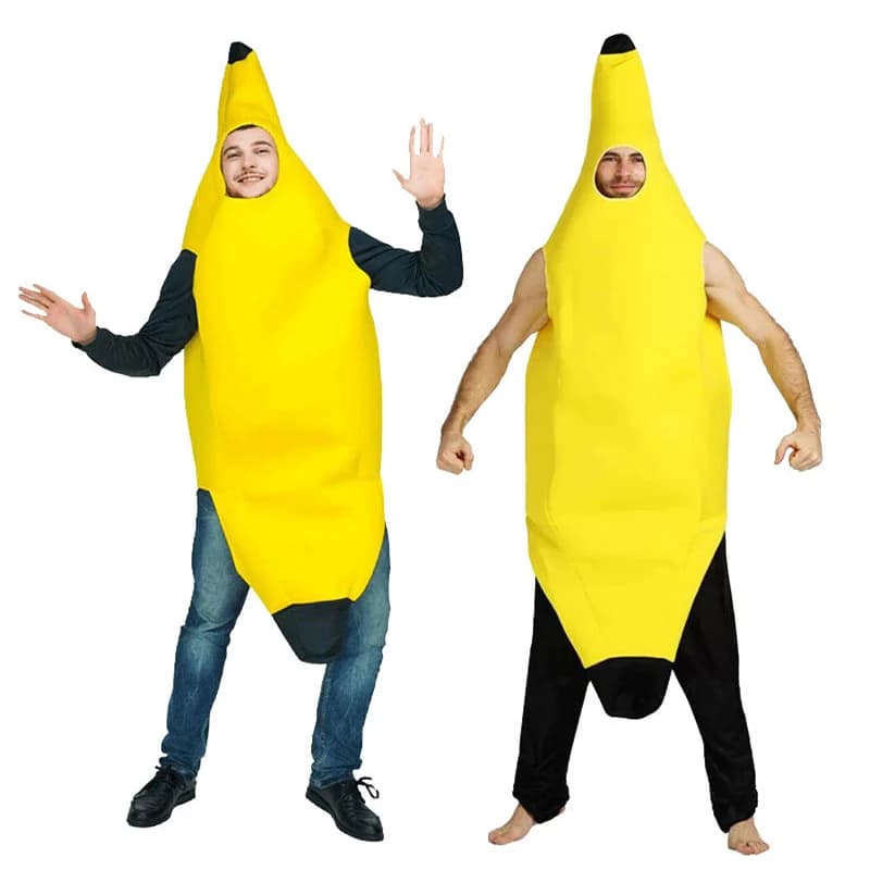 Costume da Banana Divertente per Adulti e Bambini, Unisex, Giallo, per Halloween, Feste in Maschera, Festival e Balli
