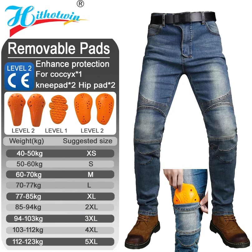 Jeans da motociclista con armatura CE livello 2 per uomo Pantaloni protettivi per bici da strada da motocross resistenti all'abrasione