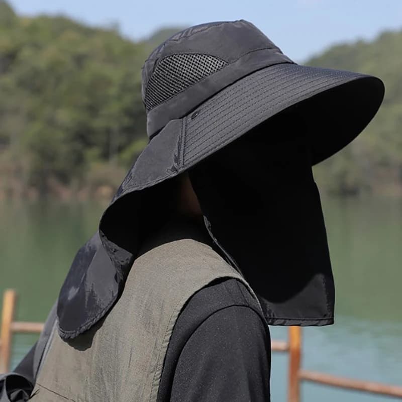 Unisex Summer Sun Hat UV Protection Bucket Cap with Neck Flap for Outdoor Hunting Fishing Hiking Camping Fisherman Style