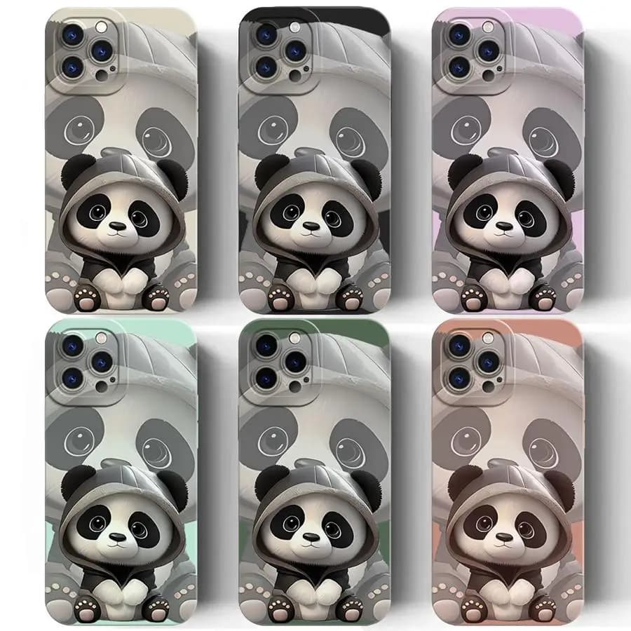 Custodia Protettiva in TPU con Simpatico Panda per Apple iPhone 17 Pro Max Air 13 12 Plus 11 SR 16 XS 7 8 14 15 Pro