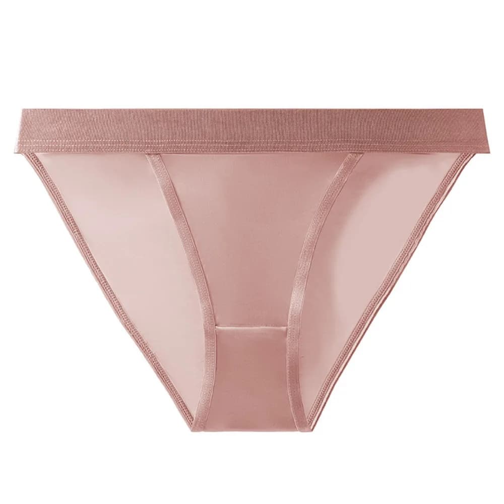 Simple Low Waist Satin Silk Briefs Underpants Solid Color Ice Silk Panties Seamless Cotton Crotch Women's Underwear Gifts