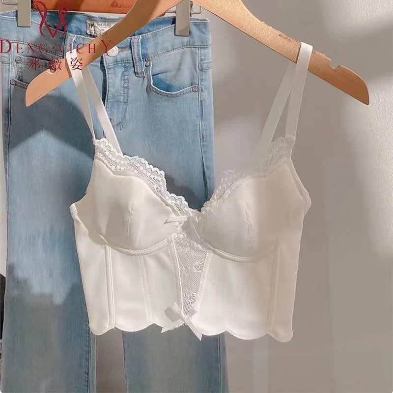 Reggiseno push-up sexy a lisca di pesce in pizzo push-up da donna sottile