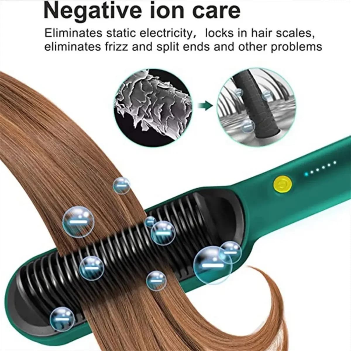 Professional Electric Brush 2 in 1 ABPO to Straighten and Straighten Hair with LCD Display, Hair Harness Tool, USA Plug