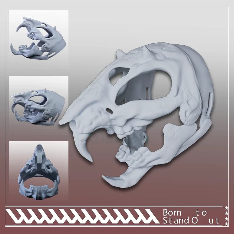 Maschera per teschio animale con testa di mostro a pieno facciale Accessorio per costume di Halloween peloso per cosplay - Costumi di mostro di Halloween