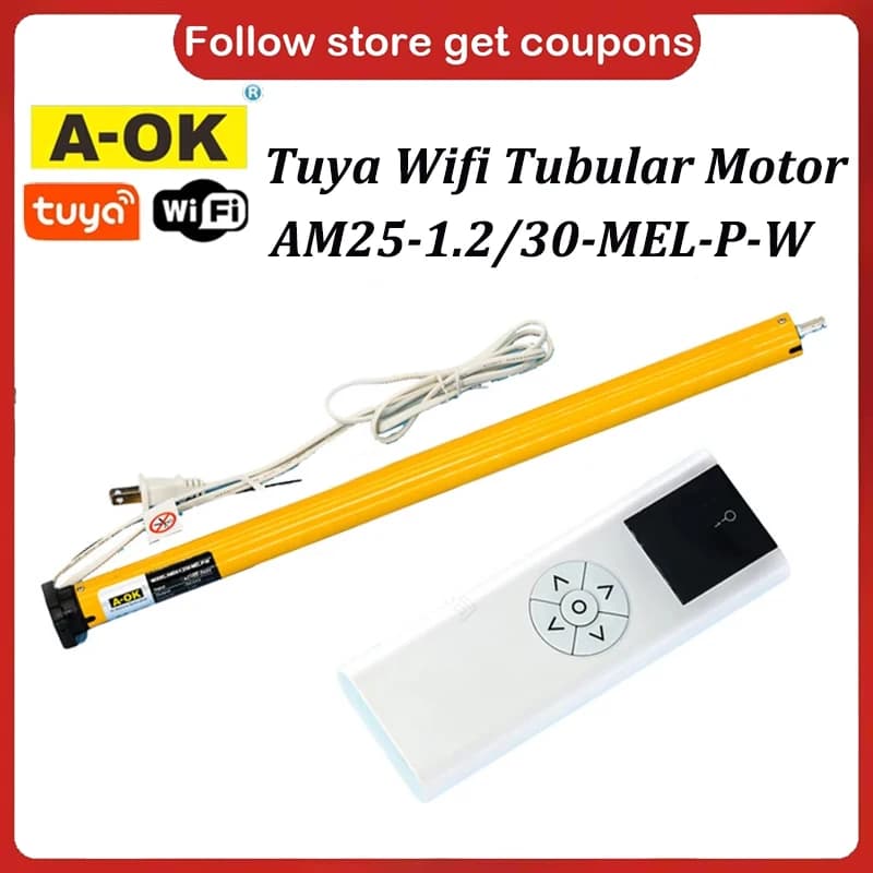 A-OK AM25 1.2/30 Motore tubolare rotolante, motore WiFi Tuya remoto RF433 per tende avvolgibili/romane/tende parasole con tubo da 38 mm, AC100-240V