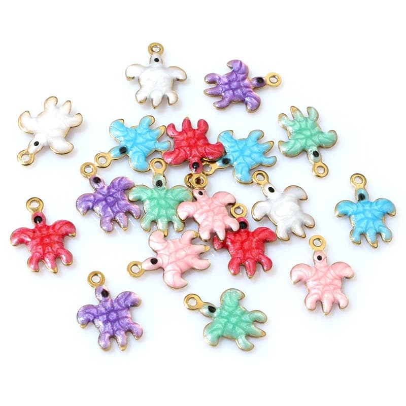 20 pz 12x9mm smalto tartaruga piccoli ciondoli ciondolo in acciaio inox per orecchini collana braccialetto gioielli fai da te che fanno accessori