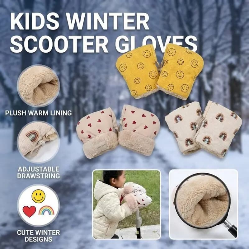 Windproof fleece-lined handlebar Stroller gloves for baby balance bikes and scooter perfect for outdoor use and preventing