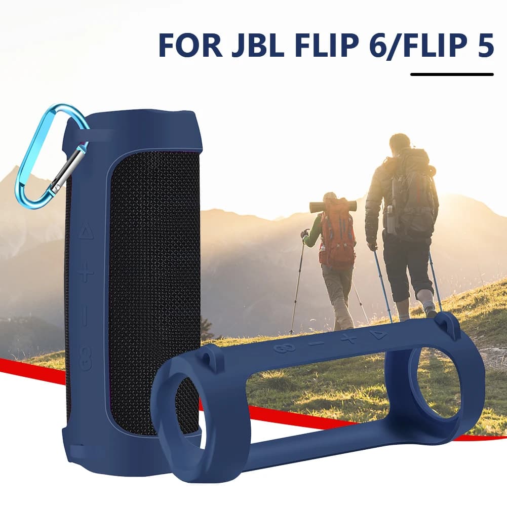 Cover per altoparlante in silicone compatibile con Bluetooth con moschettone Custodia impermeabile per altoparlante compatibile con Bluetooth per JBL Flip 6/Flip 5