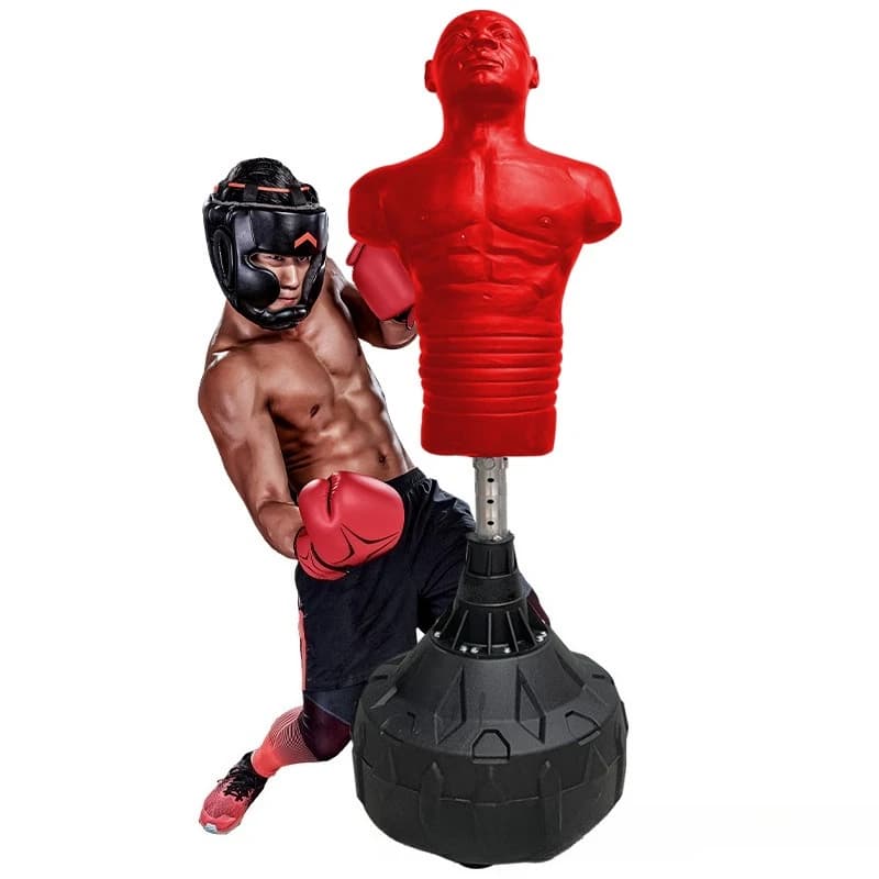 Height adjustable rubber boxing bag, training equipment