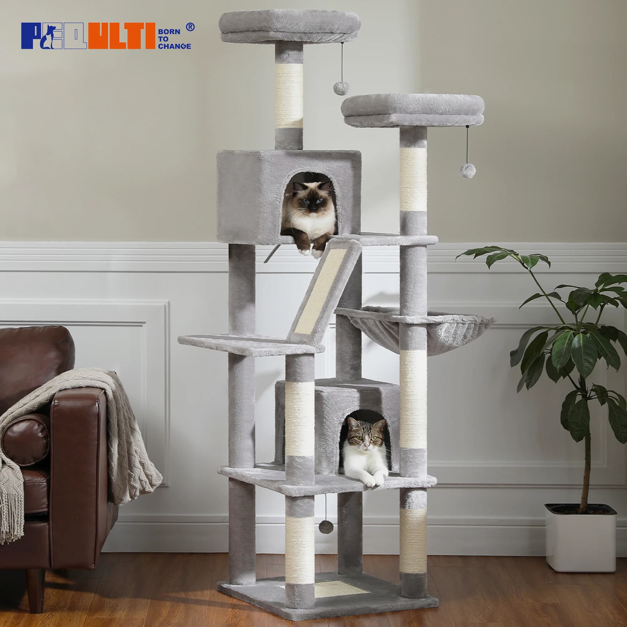 Grande albero per gatti Torre alta per gatti per gatti da interni Condo per gatti in peluche multilivello con tiragraffi Tiragraffi Appunti Grotte