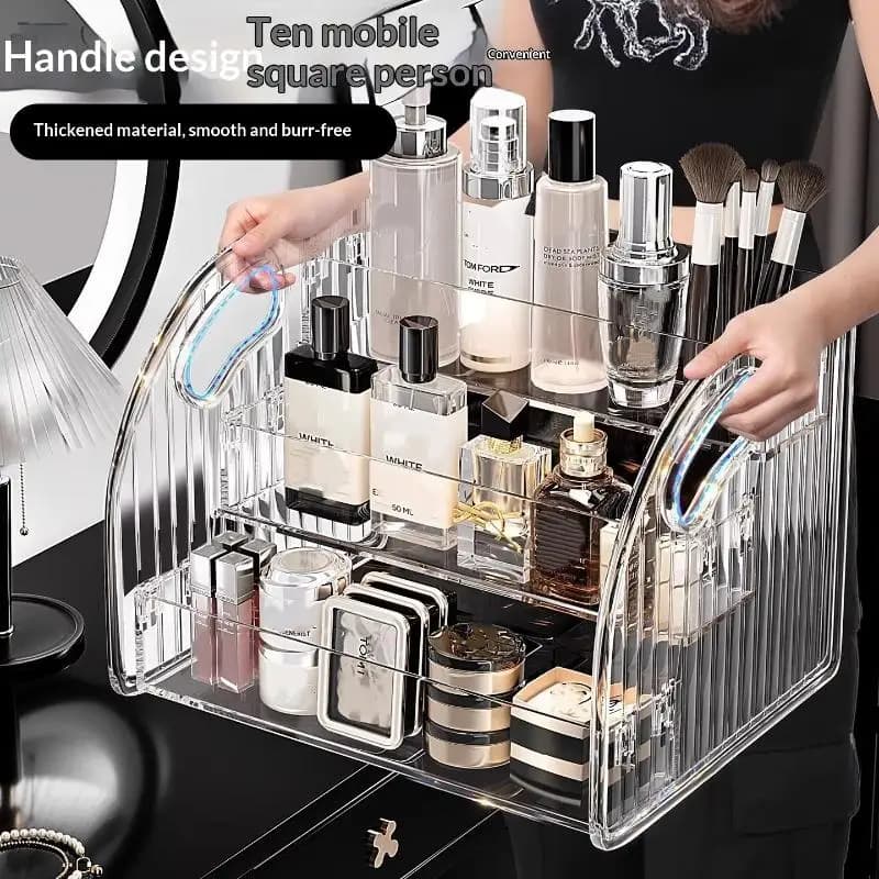 Large Capacity Transparent Acrylic Makeup Storage Stand Multi Tier Cosmetic Organizer For Brushes Lipsticks Skincare Jewelry