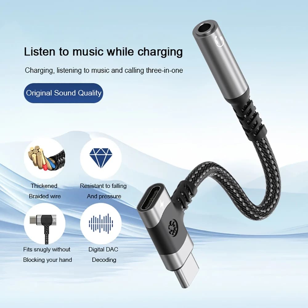 Cavo di conversione audio USB da USB C a jack da 3,5 mm per auricolari e adattatore caricabatterie, cavo di ricarica USB Type C con cavo di ricarica rapida PD 100W