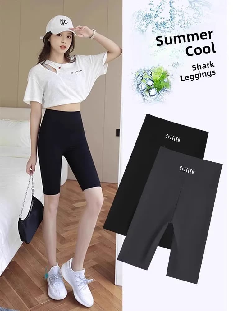 Ice Silk High Waist Yoga Pants Women's Summer Thin Outerwear Shark Shorts Butt Lifting Sports Cycling Shorts Breathable