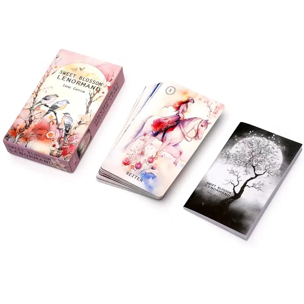 Mazzo di tarocchi tedeschi Sweet Blossom Lenormand che gioca con la divinazione del destino con istruzioni carta Tarocchi Gioco da tavolo per feste in famiglia