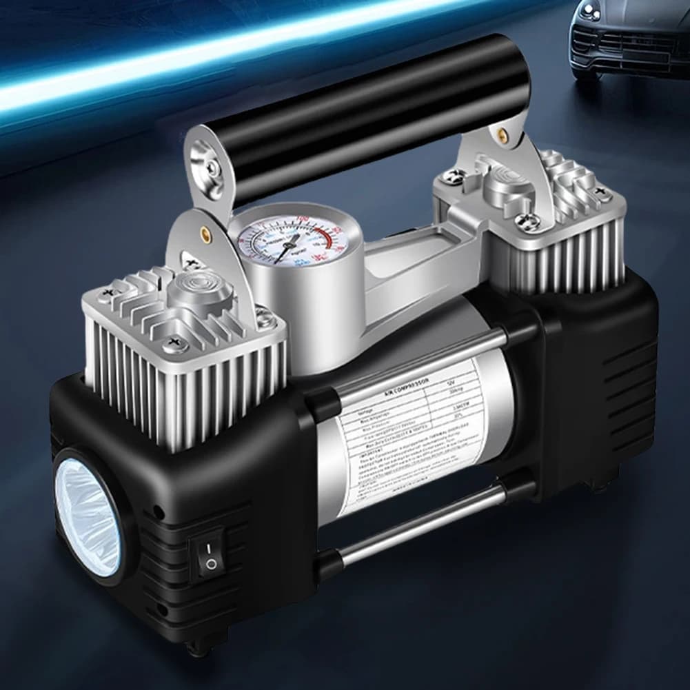 Compressore d'aria portatile 12V a doppio cilindro 150PSI per pneumatici auto e camion, gonfiatore elettrico per pneumatici per impieghi gravosi