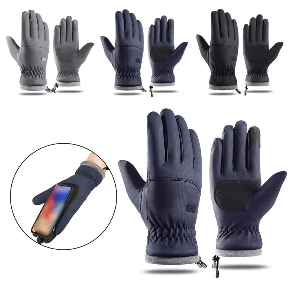 Guanti da ciclismo invernali caldi Guanti impermeabili antiscivolo con dita intere Guanti touchscreen addensati e traspiranti per moto