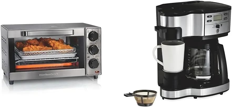 Air fryer with oven toaster Sure-Crisp combined, pizza 9' fit, 4 sliced coffee maker, 12 cups with glass jug