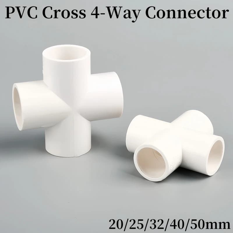 Connettore a 4 vie a croce in PVC 1/5Pcs 20/25/32/40/50mm raccordi per giunti di alimentazione dell'acqua in plastica parte del sistema di irrigazione connettori per tubi in PVC