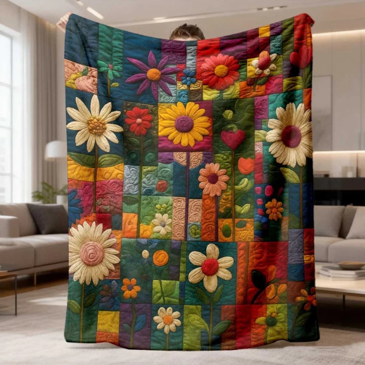 Coperta in Flanella a Quadri Floreali, Design Morbido e Caldo Versatile per Divano, Letto e Viaggi, Idea Regalo Ideale