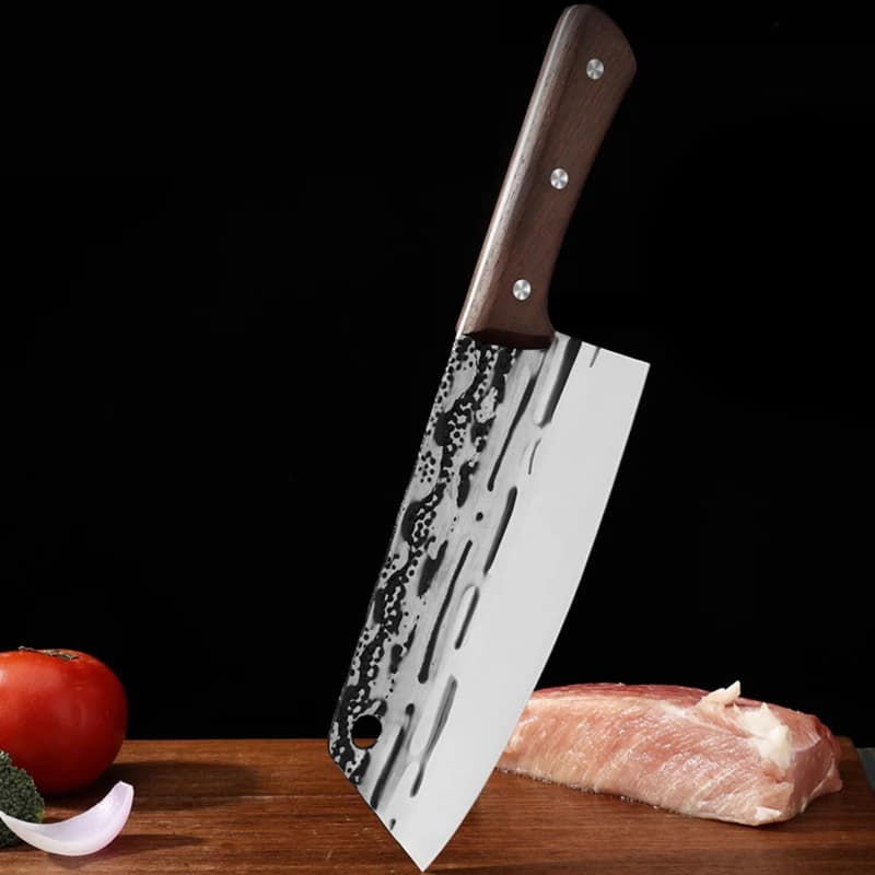 Kitchen knife with forged wood handle Chinese chef Slicing mannaia Meat Fish Vegetable knife Full knife