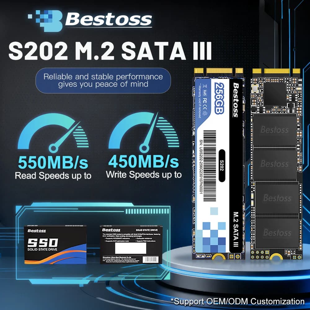 Bestoss M.2 Sata 3.0 2280 Full Capacity 120 GB 128 GB 240 GB 256 GB 480 GB 512 GB 1 TB 2 TB SSD Unità a stato solido interna