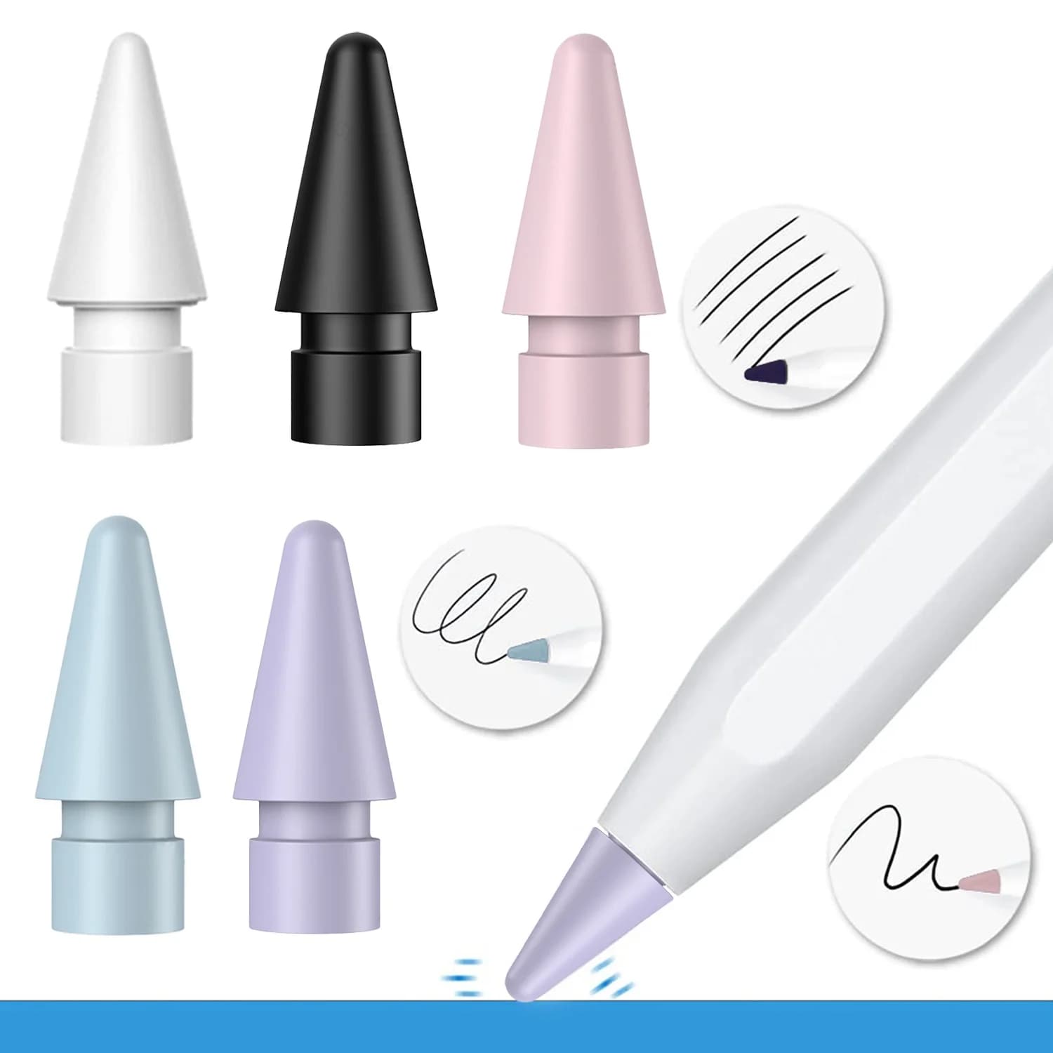 Punte a doppio strato per Apple Pencil 1a 2a generazione Punte stilo di ricambio morbide e rigide sensibili Accessori per matite per iPad