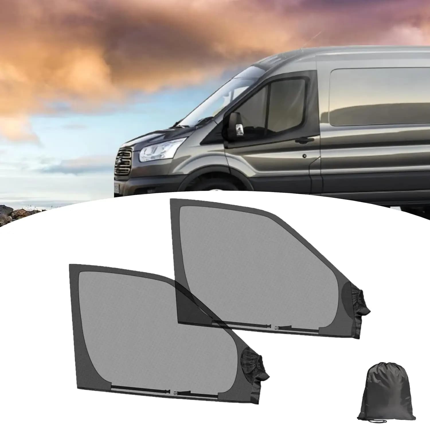2pcs Universal Motorhome Window Bug Screens Pair Front Door Bug Screen For Sprinter Metris Transit Promaster Car Accessories