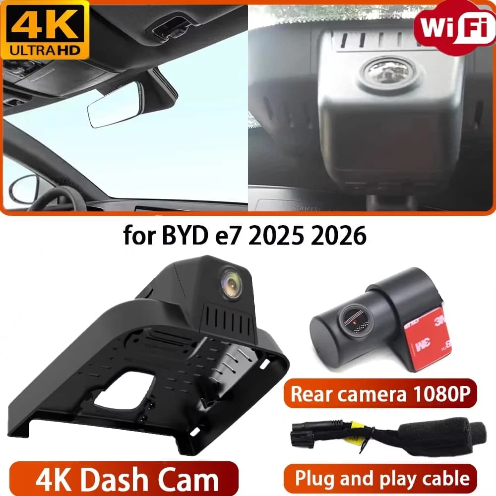 for BYD e7 2025 2026 Video Recorder 4K DVR Dash Cam Wifi OEM Front Rear Camera 170° Wide Angle Night Vision Loop Recording