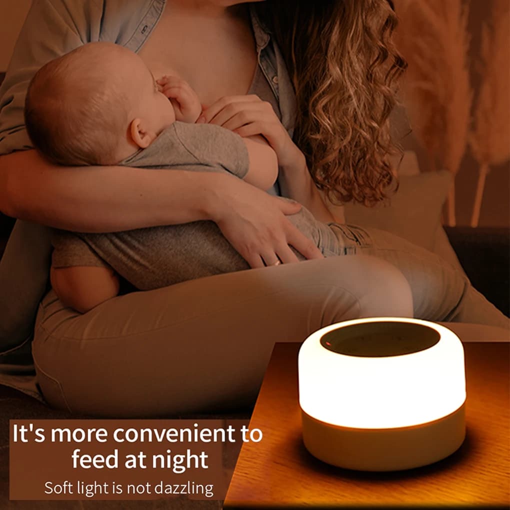 Macchine per il rumore bianco per neonati con luce notturna, strumento portatile per il sonno e il relax, regolabile tramite touch, ricaricabile USB per casa e viaggio