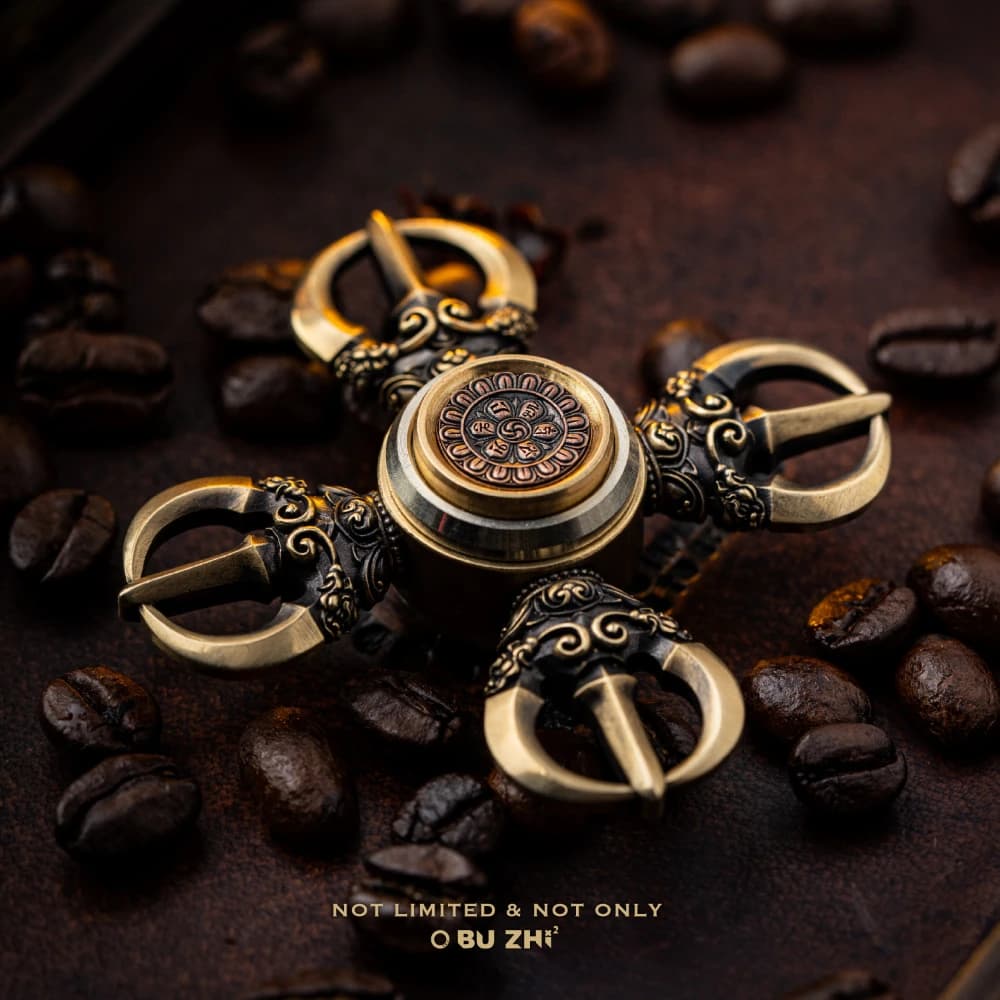 Spinner Antistress BUZHI EDC in Ottone Ramato Multi-lama, Gadget per Alleviare l'Ansia, Accessori da Scrivania per Ufficio