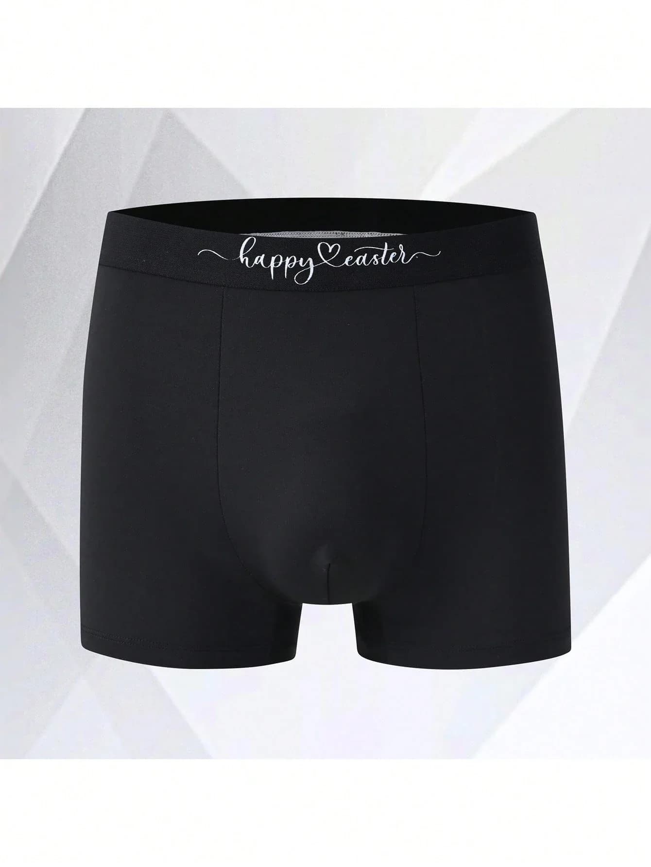 5 pezzi di boxer da uomo con fascia in vita con lettere, intimo comodo