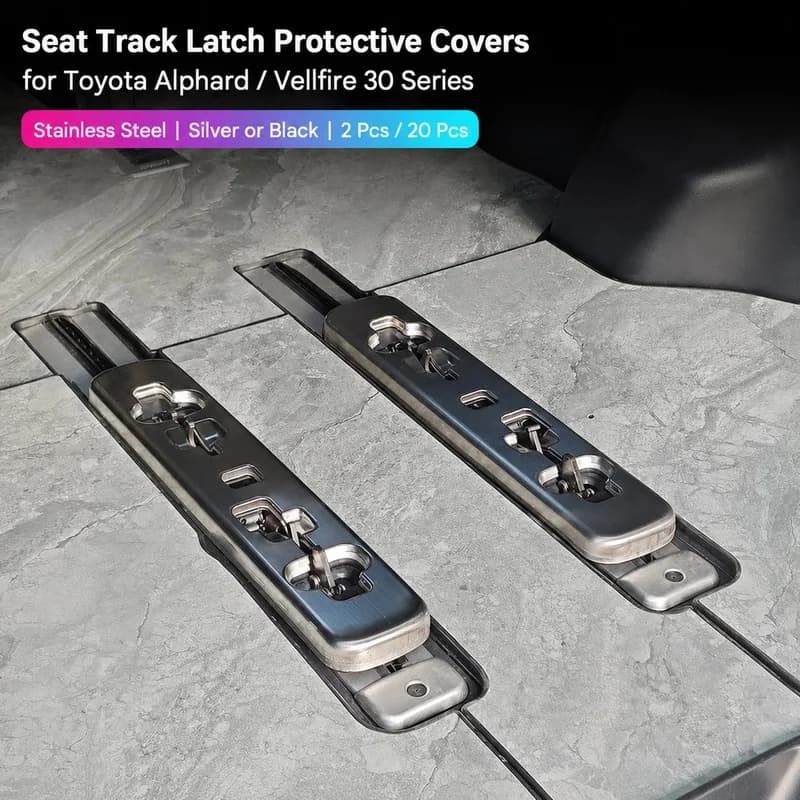 Car Seat Track Latch Protective Covers for Toyota Alphard Vellfire 30 Series Stainless Steel Silver Black 2PCS/20PCS Trim