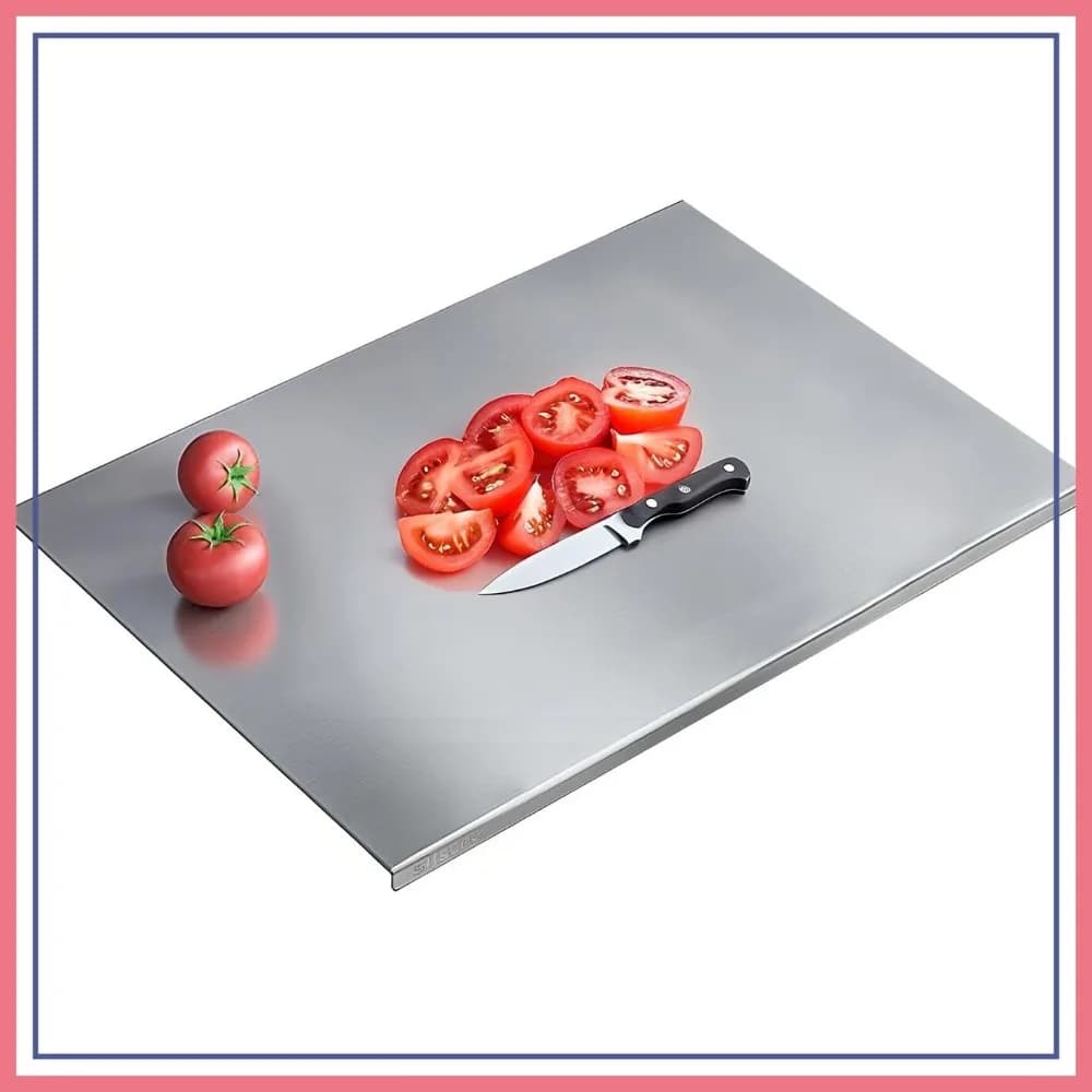 Tagliere in Acciaio Inossidabile 304, Antiscivolo, Lavabile in Lavastoviglie, 70x50cm per Carne, Verdure, Frutta, Pane, Cottura