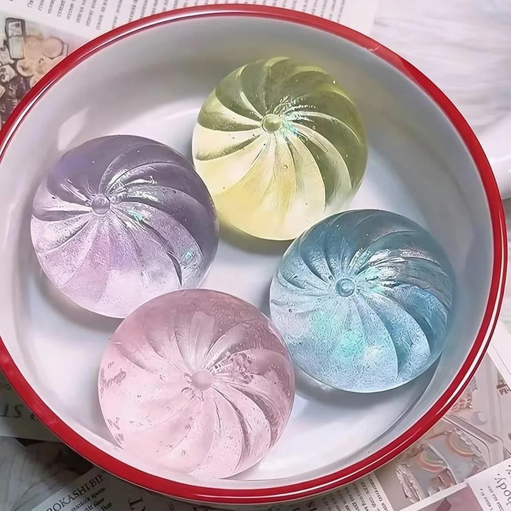 Grandi Palline Antistress a Forma di Raviolo Glitterato per Adulti e Bambini, Giocattoli Carini per Alleviare l'Ansia