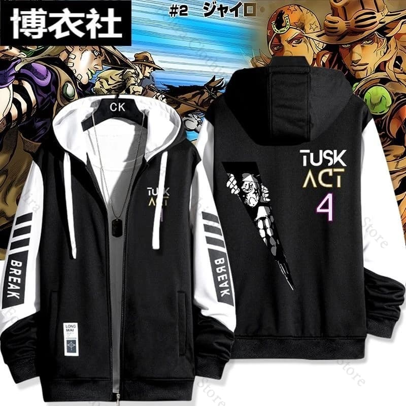 Anime JoJo's Bizarre Adventure Print Zip Up Hoodie for Men Casual Coat Autumn Man Hoodie Men's Sweatshirt Street Wear