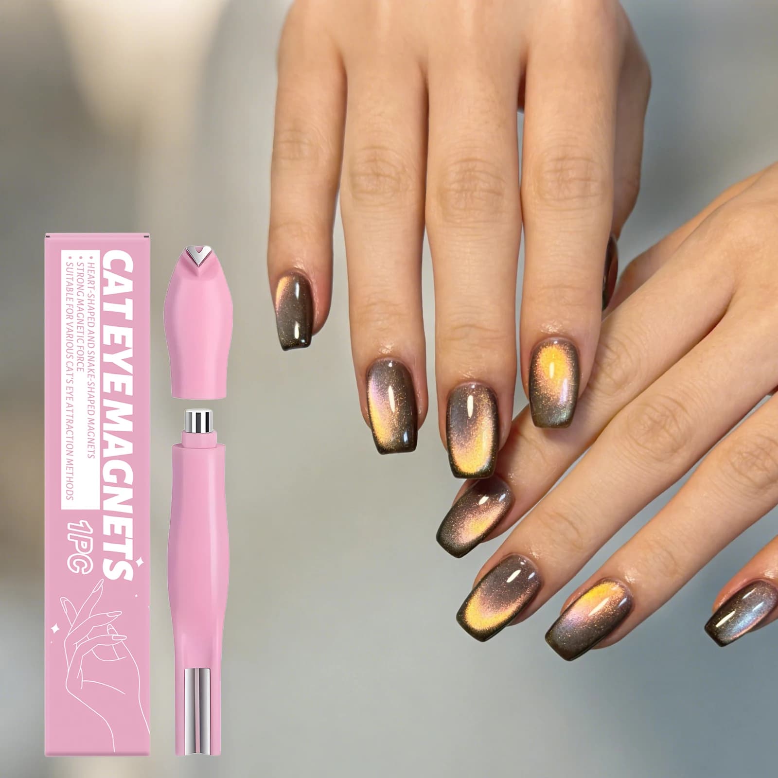 Bastoncino Magnetico per Unghie Fai-da-Te, Facile da Controllare, Crea Diversi Stili Occhio di Gatto e Cuore, Strumento Magnetico Professionale per Nail Art