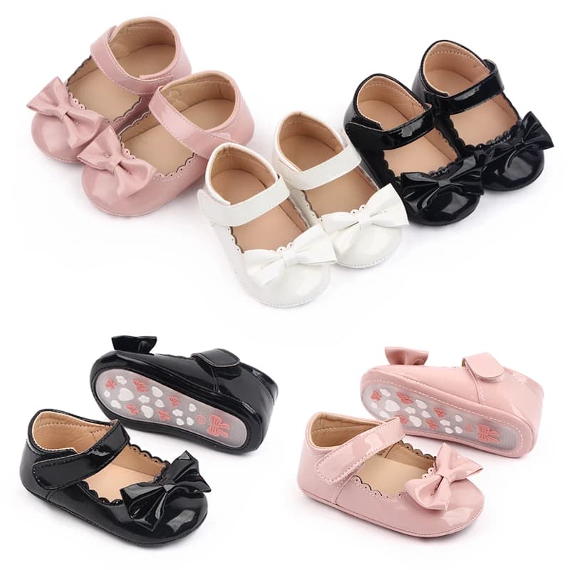Scarpe da bambina Simpatico design con fiocco in PU morbido e suola in TPR antiscivolo Scarpe da bambina Mary Jane per la primavera e l'autunno