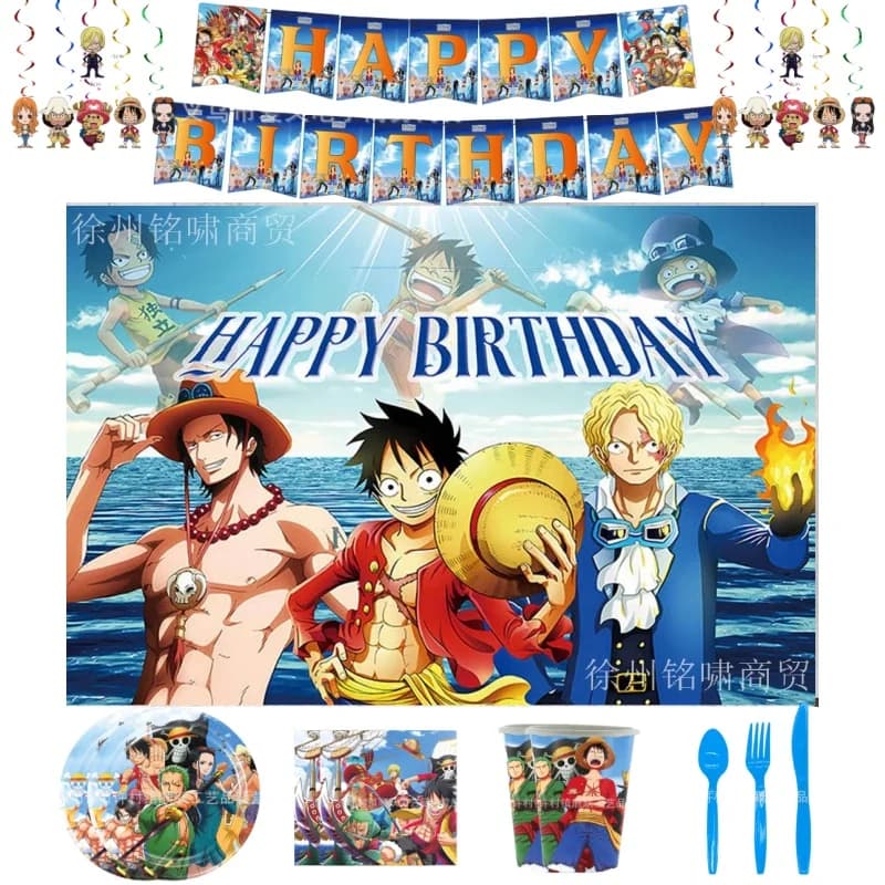 Decorazione per festa di compleanno in un unico pezzo Rufy Zoro Decorazioni usa e getta Itachi accessori per piatti Palloncino Baby Shower Forniture per ragazzi