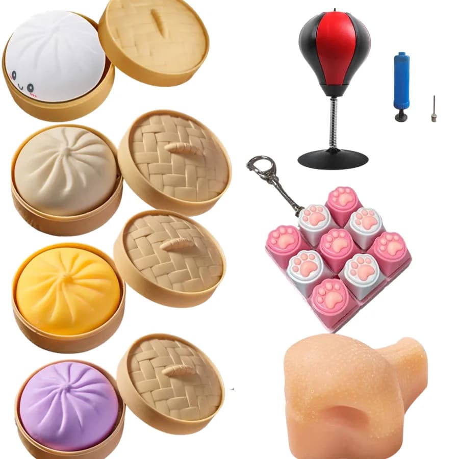 Gnocco colorato Squish Palline antistress Agitarsi Giocattoli sensoriali Simulazione Cibo Squishies Panino con vapore Spremere Pasta Palla Regali